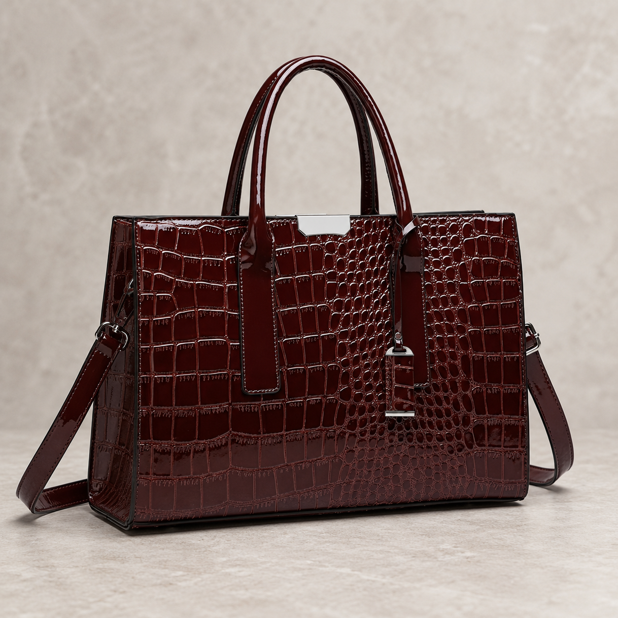Arivon Croc-Pattern Leather Tote Bag