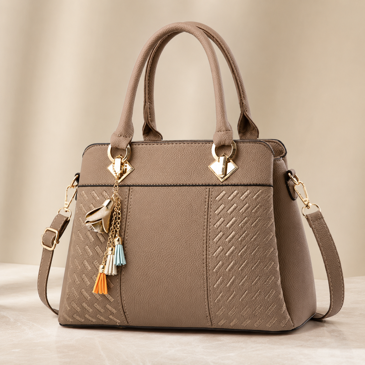 Arivon Embroidered Tassel Crossbody Tote