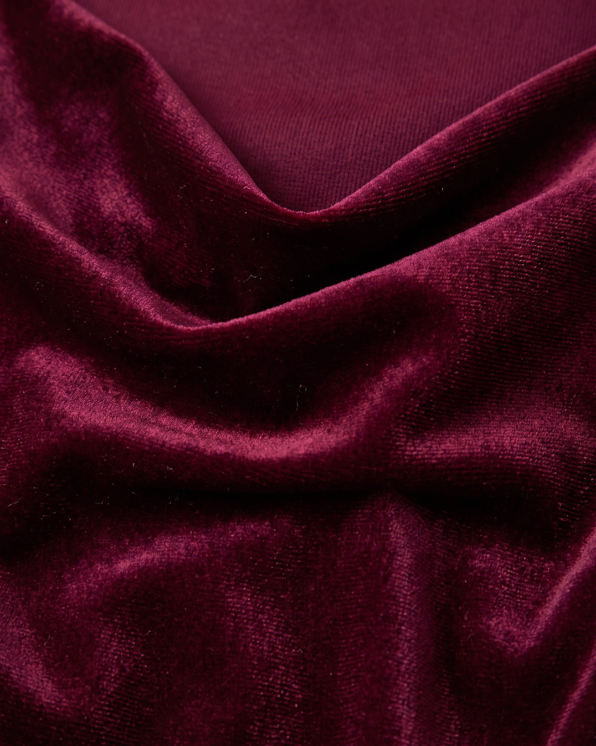 Velvet Cowl Neck Midi Dress With Spaghetti Straps and Slit - close-up detail (Burgundy)